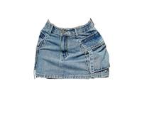 USOHJZ Falda cargo Mujer Botón Mini Jeans vaquera con bolsillo(M)
