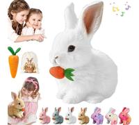 Usper Bunny My Realistic Conejo Juguete Para Niños, Juguete De Conejo Saltando Fanyil Bunnypal Regalos de Pascua Niños, Robot Conejo Con Movimientos De Instrumentos De Movimientos (Blanco)