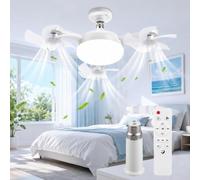Usper Ventilador de techo con iluminación, lámpara de dron con ventilador, 50 W, ventiladores de techo con luz E27, ventilador de techo silencioso con mando a distancia, 3 colores de luz para