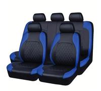 USQBUZHHK Protectores de Asiento Funda Asiento Coche Universal Ajuste Más Interior Juego Completo Cuero PU Delantero Trasero(Conjunto Completo Azul)