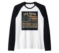 USS Barb WWII Submarino Servicio Silencioso Pacífico Camiseta Manga Raglan