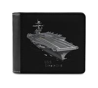 USS Enterprise CV 6 WWII - Cartera plegable para hombre con tarjetero de cuero