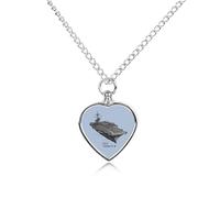 USS Enterprise CV 6 WWII - Collar con urna para cenizas y corazón, colgante de cremación para mascotas, collar conmemorativo