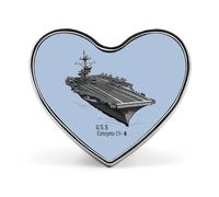 USS Enterprise CV 6 WWII - Insignia de portaaviones en forma de corazón con bonito broche para mochila, chaquetas, sombreros, decoración