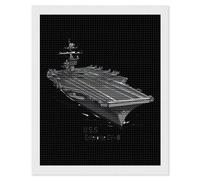 USS Enterprise CV 6 WWII - Kit de pintura de diamantes para portaaviones redondo completo de punto de cruz, para decoración de pared del hogar, 16 x 20 pulgadas