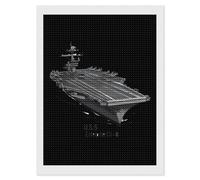 USS Enterprise CV 6 WWII - Kit de pintura de diamantes para portaaviones redondo completo de punto de cruz para decoración de pared del hogar, 12 x 16 pulgadas