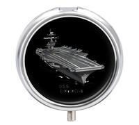 USS Enterprise CV 6 WWII - Pastillero de 3 compartimentos pequeño portátil para medicina y monedero de bolsillo