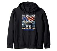 USS Saratoga CV-60 Portaaviones veterano bandera de Estados Unidos vintage Sudadera con Capucha
