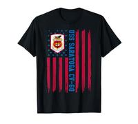 USS Saratoga CV-60 Veterano portaaviones con bandera estadounidense Camiseta