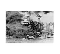 USS West Virginia During The Attack on Pearl Harbor Póster para dormitorio, lienzo decorativo impreso, arte de pared, oficina, habitación, decoración estética, regalo, sin marco, 20 x 30 pulgadas