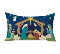 Ussap Funda de almohada decorativa lumbar de Navidad cristiana de 12 x 20 pulgadas, funda de cojín rectangular de Navidad religiosa de Jesús, decoración del hogar para sofá