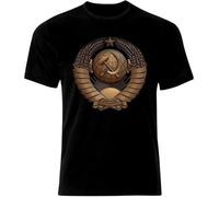 USSR Army Russia Russland Soviet UDSSR Union Black tee Round Neck Unisex Tops Men's 100% Cotton Short-Sleeve T-Shirts S