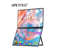 UStation Δ / Delta Plus Monitor apilado Computadora portátil Pantalla dual plegable No requiere unidad Pantalla IPS FHD de 18,5 "100 Hz con USB C Mini HDMI VESA Soporte de ajuste para PC Mac Teléfono