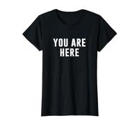Usted está aquí Camiseta gráfica económica, Mujer, Negro, S