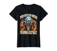 ustedes sigan adelante voy a Dilly Dally Mapache Bootleg Camiseta gráfica económica, Mujer, Negro, XS
