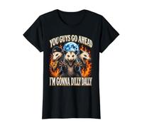 ustedes sigan adelante voy a Dilly Dally Opossum Bootleg Camiseta gráfica económica, Mujer, Negro, M