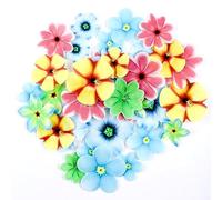 USTNIR Comestibles de Flores para Tartas de Boda, 80 Flores Cake Adornos, Comestibles de Flores para Tartas de Boda, Obleas Comestibles de Papel de Arroz con Diseño de Flores Adornos para Tartas