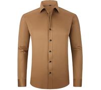 USTZFTBCL Camisa de manga larga para hombre, microelástica, no necesita planchado, color liso, para trabajar, social, 3117, XL