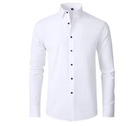 USTZFTBCL Camisa de manga larga para hombre, microelástica, no necesita planchado, color liso, para trabajar, social, C3101, S