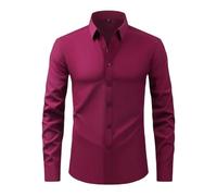 USTZFTBCL Camisa de manga larga para hombre, microelástica, no necesita planchado, color liso, para trabajar, social, 3208, M