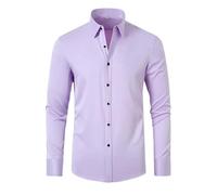 USTZFTBCL Camisa de manga larga para hombre, microelástica, no necesita planchado, color liso, para trabajar, social, C3113, L