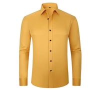 USTZFTBCL Camisa de manga larga para hombre, microelástica, no necesita planchado, color liso, para trabajar, social, 3114, S