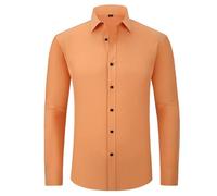 USTZFTBCL Camisa de manga larga para hombre, microelástica, no necesita planchado, color liso, para trabajar, social, 3120, XL