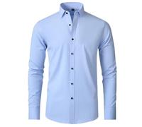 USTZFTBCL Camisa de manga larga para hombre, microelástica, no necesita planchado, color liso, para trabajar, social, C3103, M