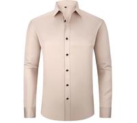 USTZFTBCL Camisa de manga larga para hombre, microelástica, no necesita planchado, color liso, para trabajar, social, 3116, XS