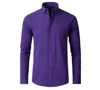 USTZFTBCL Camisa de manga larga para hombre, microelástica, no necesita planchado, color liso, para trabajar, social, C3110, XL
