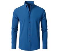 USTZFTBCL Camisa de manga larga para hombre, microelástica, no necesita planchado, color liso, para trabajar, social, C3109, S
