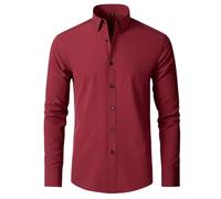 USTZFTBCL Camisa de manga larga para hombre, microelástica, no necesita planchado, color liso, para trabajar, social, 3108, S