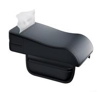 Usual - Cojín elevador de cuero para reposabrazos de coche, cojín de espuma viscoelástica con organizador de almacenamiento lateral, soporte de pañuelos integrado, transpirable, color negro, se adapta