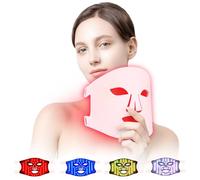USUIELIGHT Máscara Facial LED, 3 Colores De Face Mask, Terapia de Luz de Máscara Facial LED, Adecuados Para Todo Tipo de Piel Cuidado Facial Rosa