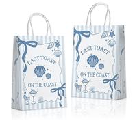 Usumz 20 bolsas de regalo de Last Toast on the Coast, decoración costera de despedida de soltera, suministros de compromiso con temática de playa, color azul