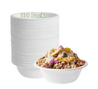 USYSGT 100 Piezas Cuencos Desechables Papel de Caña de Azúcar, 350ml Cuencos de Biodegradables y Compostables Bowls de Fibra de Caña de Azúcar Natural Platos de Cena Alternativos