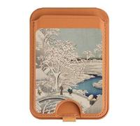 Utagawa Hiroshige Drum Bridge Yuhi Hill in Meguro - Soporte magnético para tarjetas para iPhone 16, 15, 14, 13 Pro Max, multicolor