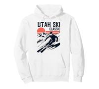 Utah Esquí Clásico Vintage Esquí Amante Puesta del Sol Gráfico Sudadera con Capucha