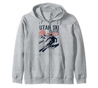 Utah Esquí Clásico Vintage Esquí Amante Puesta del Sol Gráfico Sudadera con Capucha