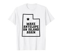 Utah Make Antelope an Island Again Great Salt Lake Camiseta gráfica económica, Hombre, Blanco, M