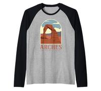 Utah Vintage Retro Hiking Camping Arches National Park Camiseta Manga Raglan