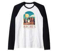 Utah Vintage Retro Hiking Camping Arches National Park Camiseta Manga Raglan