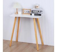 Utaxuper Escritorio de oficina rectangular pequeño escritorio para ordenador ergonómico con cuatro patas de madera para oficina oficina en casa estudio dormitorio blanco