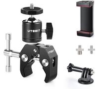UTEBIT Cangrejo Pinza con Cabeza de Bola, Aluminio Cabeza de Bola Articulada y Abrazadera de Cámara con Tornillos 3/8" 1/4" para Cámara, Flash, Trípode, LCD/DV, Monitor, Luces