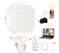 UTEBIT Luz LED con Clip para Móvil y Cámara, 154 Leds, 3 Modos de Iluminación, 10 Niveles de Brillo, Giro 360°, Batería 3000mAh, Luz Selfie Recargable para Vídeos, Vlogs, Maquillaje, Streaming