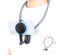 UTEBIT Magnetic Cell Phone Neck Holder Ajustable 360 grados Soporte Magnético Plegable a voluntad Gargantilla Teléfono con GoPro/DJI /Insta360/iPhone/Android (Grey)