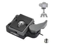 UTEBIT Placa de Liberación Rápida para Cámara con Adaptador de Tornillo de 1/4'' a 3/8'', Adaptador de Placa QR de la Cámara Trípode, Plató Rápido Sistema para Trípode Manfrotto