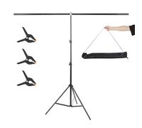 UTEBIT Soporte de Fondo en Forma de T de 1,5 x 2 m, Soporte de Telón de Fondo con 3 Abrazaderas de Resorte, Juego de Trípode Portátil Ajustable para Estudio Foto Video Fotografía Retrato Boda
