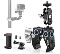 UTEBIT Super Abrazadera con Brazo Mágico, Soporte de Cámara con Brazo de Cabeza de Bola de 360°, Trípode de Abrazadera con Rosca de 1/4" y 3/8", Soporte de Teléfono Móvil, para GoPro/Monitor