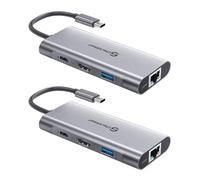 UtechSmart Hub USB C 2 paquetes, adaptador multipuerto USB C Ethernet, 6 en 1 USB C a HDMI, compatible con MacBook Pro/Air, Chromebook, Dell XPS, HP (Gigabit Ethernet 100W PD 4K HDMI USB 3.0)